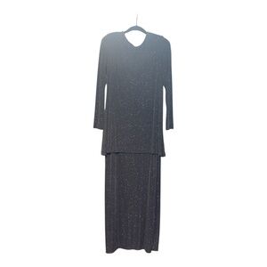 Jeffrey and Dara Formal Silver Sparkle Floor Length Evening Gown new with tags